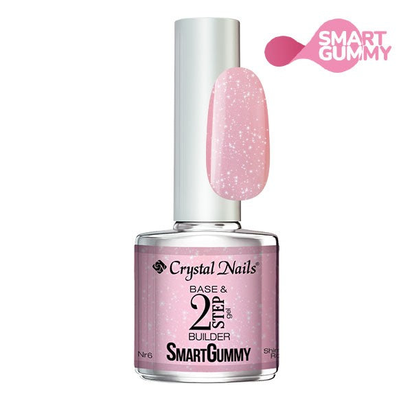 Crystal Nails - Smart Gummy Rubber Base Gel Nr6 Shimmer Rose 8ml