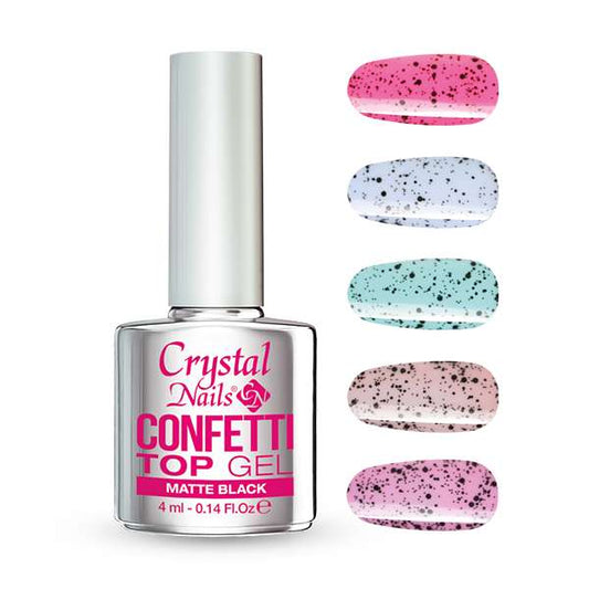 CRYSTAL NAILS - CONFETTI TOP GEL- Matte Black