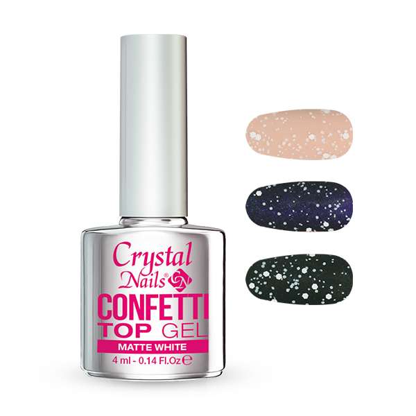 CRYSTAL NAILS - CONFETTI TOP GEL- Matte White
