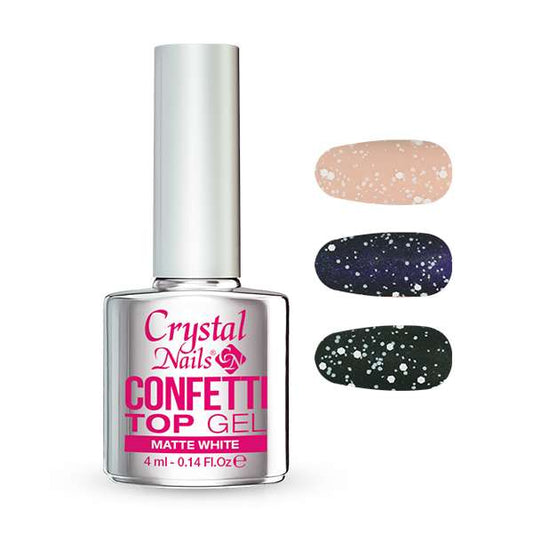 CRYSTAL NAILS - CONFETTI TOP GEL- Matte White