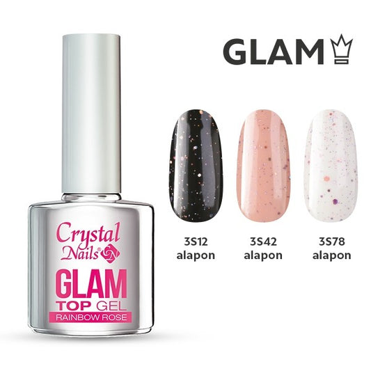 CRYSTAL NAILS - GLAM TOP GEL- Rainbowrose