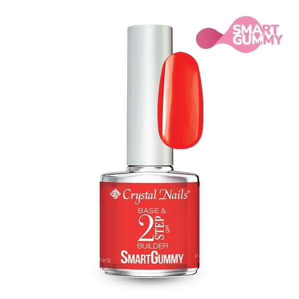 Crystal Nails - Smart Gummy Rubber Base Gel Nr3 Passion Red 8ml
