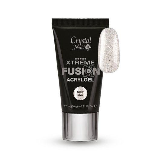 CRYSTAL NAILS - XTREME FUSION ACRYLGEL Glitter Silver