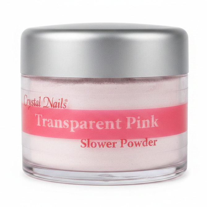 Crystal Nails Transparent Pink Slower Powder - sfondo bianco