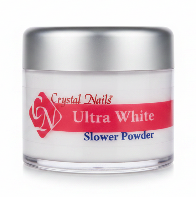 Crystal Nails Ultra White Slower Powder - sfondo bianco