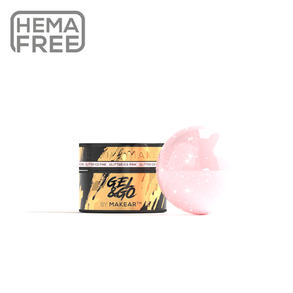 Gel UV Builder Makear GG21 Glitter Ice Pink - Gel&Go