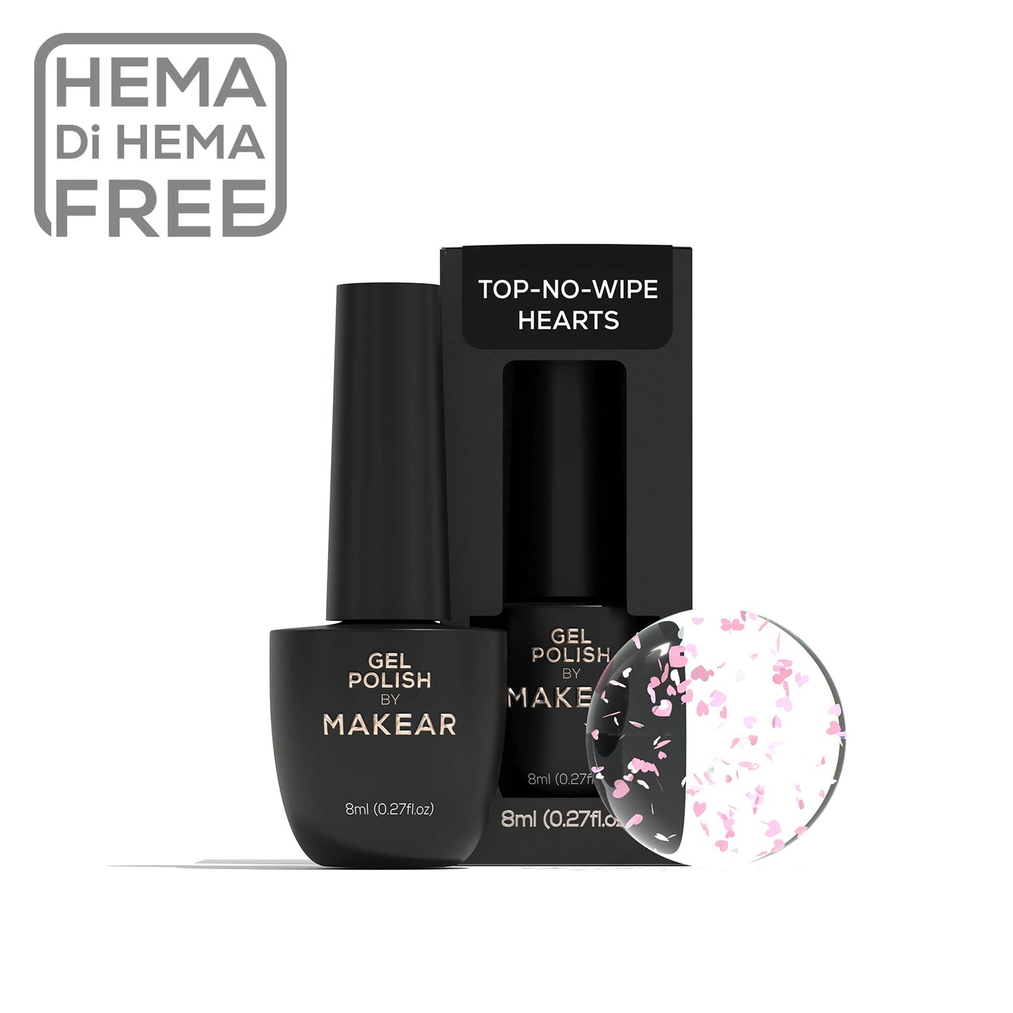 Makear - Top No Wipe Hearts - 8 ml.