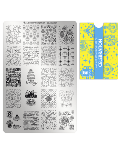 Moyra stamping plate 009 Celebration