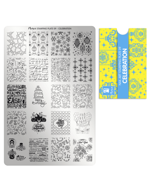 Moyra stamping plate 009 Celebration